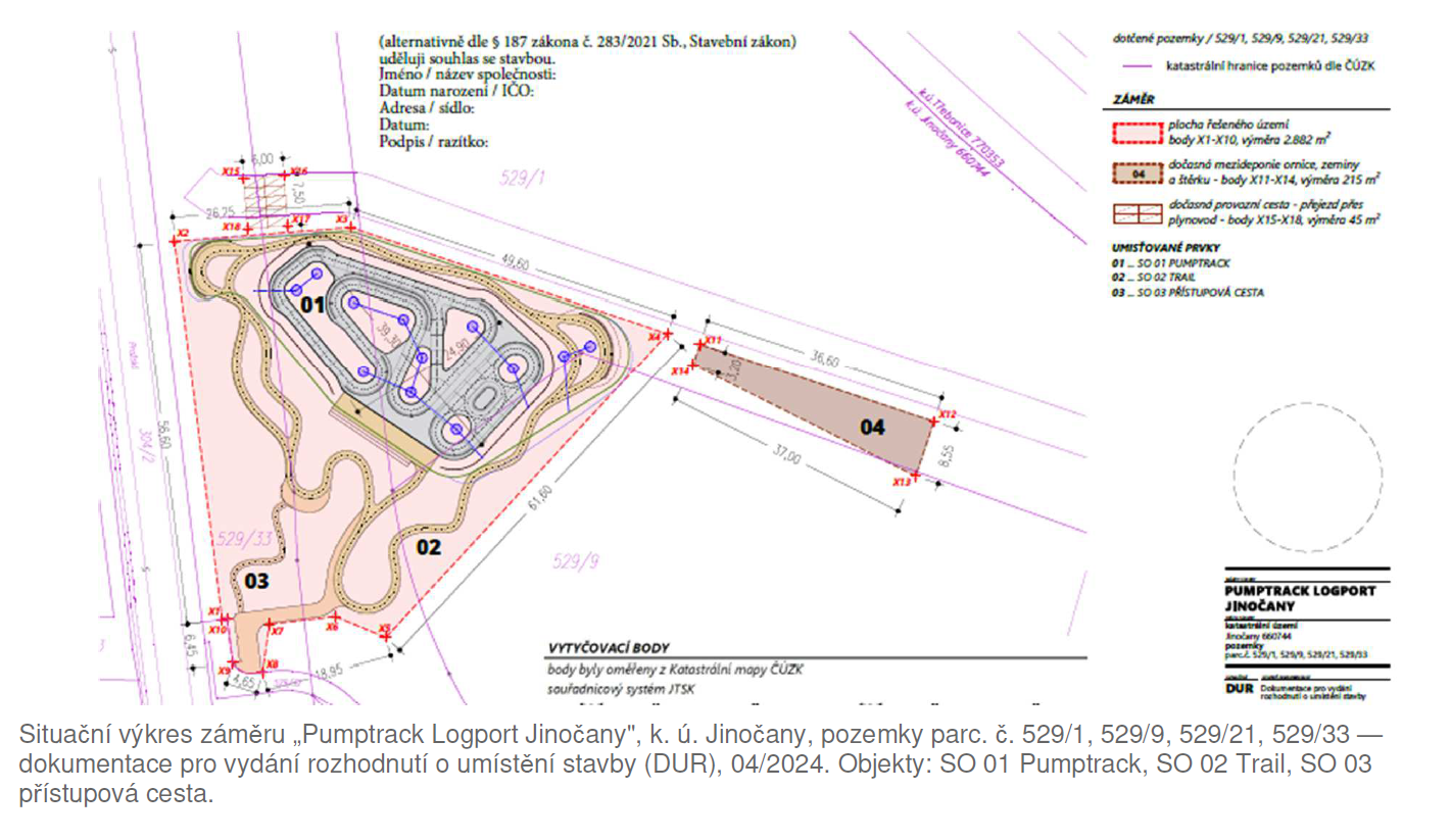 Situační výměr Pumptrack Jinočany